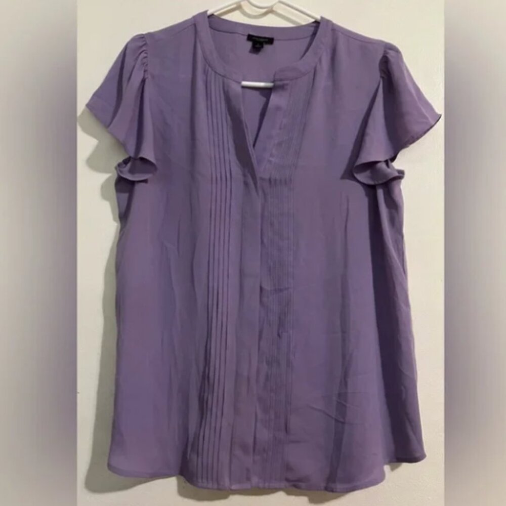 Ann Taylor Purple Pleated Blouse